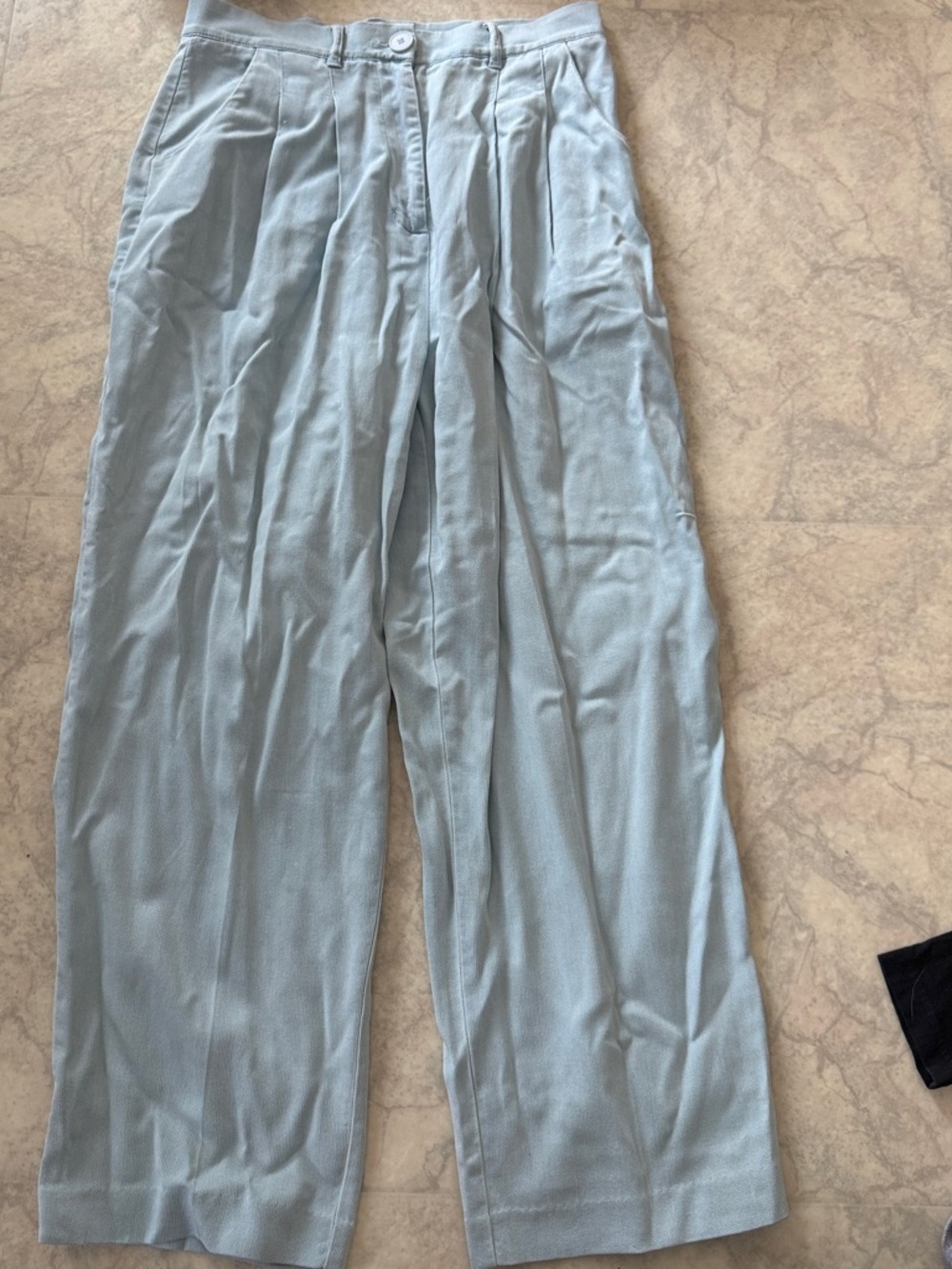 OAK + FORT Light Blue High-Waist Pleated Wide-Leg Trousers